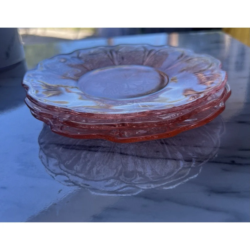 Lot Of 4 Pink Depression Glass Bowl Lot Jeanette Cherry‎ Blossom Saucer